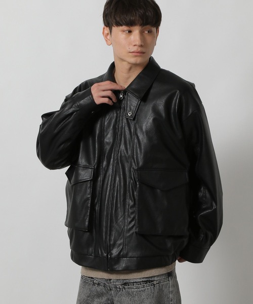 ⭐️新品⭐️PROENZA SCHOULER レザーブルゾン　ブラック　サイズ6 FEKETE（フェケテ）の「STAND-NECK VEGAN LEATHER BLOUSON / スタンド