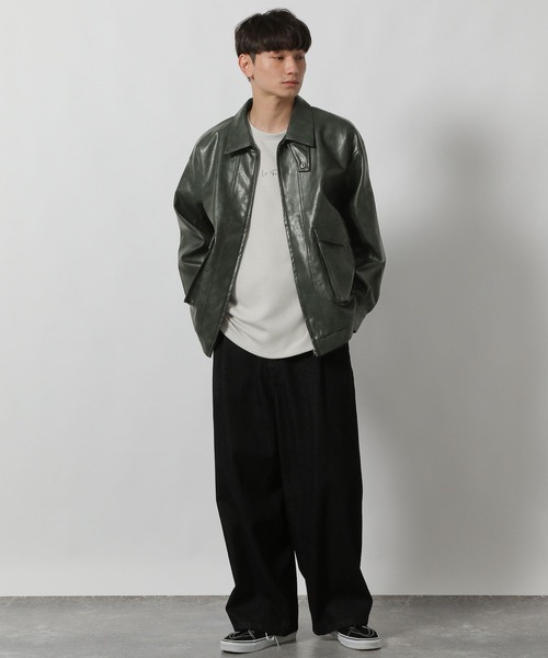 LAKOLE(ラコレ)の「PUレザーA2ブルゾン / 592153(ブルゾン・メンズ・ブラック/チャコール/グリーン・LARGE/MEDIUM)」の11枚目の写真