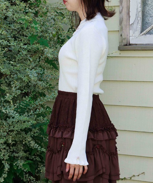 axes femme（アクシーズファム）の「バラボトルネックリブニット（ニット/セーター・レディース・イエロー/ブルー/ブラック/キナリ/ワイン/ピンク/ミント/グレイッシュベージュ・FREE）」の9枚目の写真