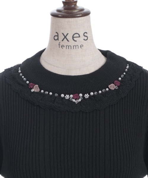 axes femme（アクシーズファム）の「バラボトルネックリブニット（ニット/セーター・レディース・イエロー/ブルー/ブラック/キナリ/ワイン/ピンク/ミント/グレイッシュベージュ・FREE）」の18枚目の写真