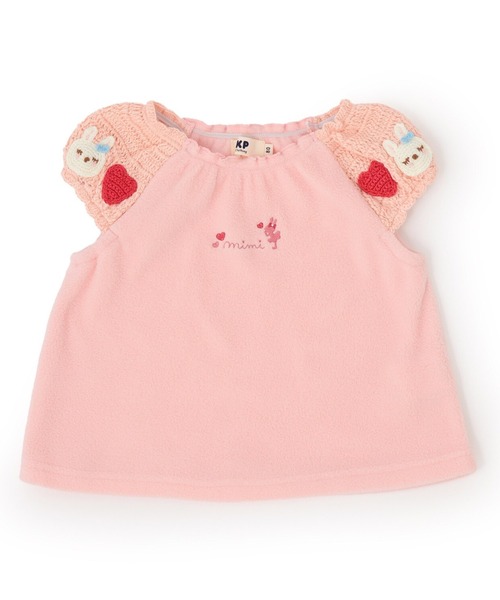 KP（ケーピー）の「かぎ針編み＆フリース ベスト（ベスト・キッズ・レッド/ピンク・80ｃｍ/90cm/100cm/110cm/120cm/130cm）」の2枚目の写真