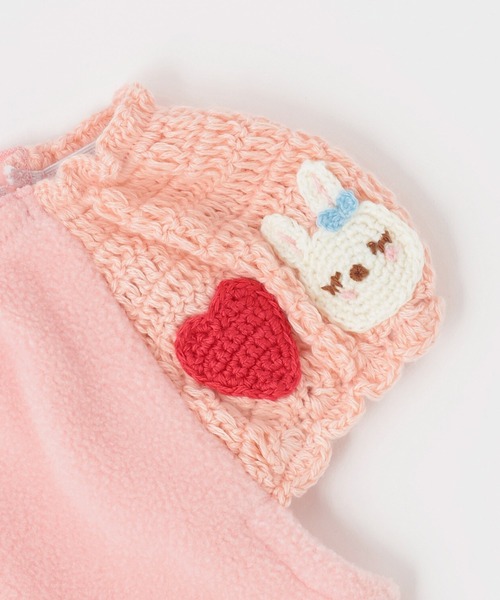 KP（ケーピー）の「かぎ針編み＆フリース ベスト（ベスト・キッズ・レッド/ピンク・80ｃｍ/90cm/100cm/110cm/120cm/130cm）」の5枚目の写真