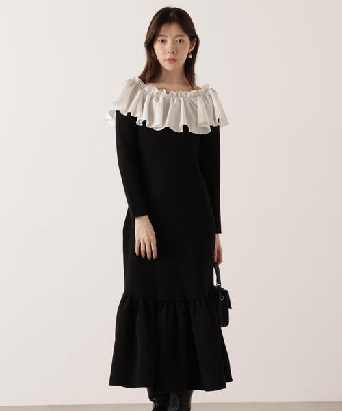 PROPORTION BODY DRESSING（プロポーションボディドレッシング）の「２Ｗａｙオフショルニットワンピース / 1215240105（ワンピース・レディース・グレー/ブラック・MEDIUM/P/S）」の4枚目の写真