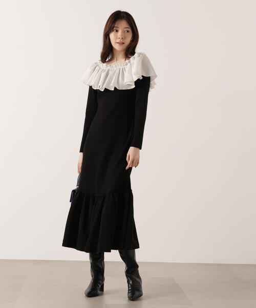 PROPORTION BODY DRESSING（プロポーションボディドレッシング）の「２Ｗａｙオフショルニットワンピース / 1215240105（ワンピース・レディース・グレー/ブラック・MEDIUM/P/S）」の5枚目の写真