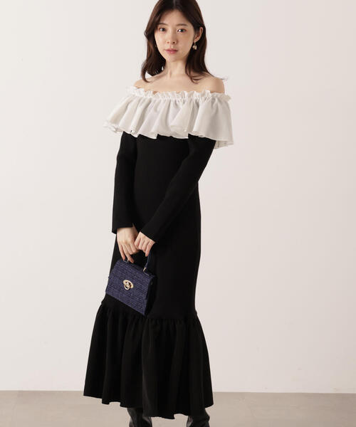 PROPORTION BODY DRESSING（プロポーションボディドレッシング）の「２Ｗａｙオフショルニットワンピース / 1215240105（ワンピース・レディース・グレー/ブラック・MEDIUM/P/S）」の8枚目の写真