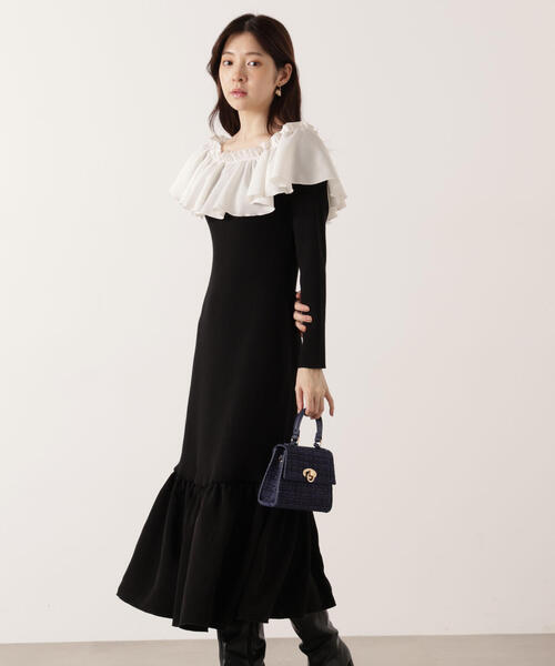 PROPORTION BODY DRESSING（プロポーションボディドレッシング）の「２Ｗａｙオフショルニットワンピース / 1215240105（ワンピース・レディース・グレー/ブラック・MEDIUM/P/S）」の9枚目の写真
