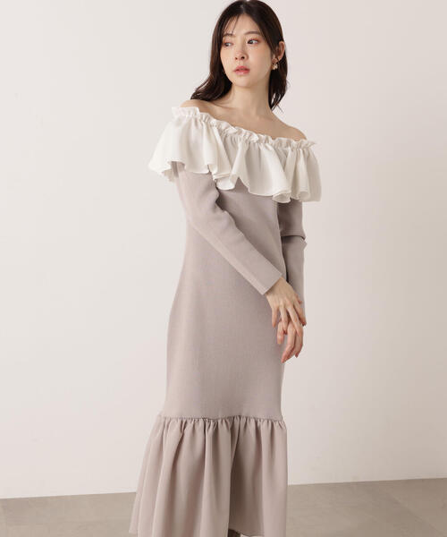 PROPORTION BODY DRESSING（プロポーションボディドレッシング）の「２Ｗａｙオフショルニットワンピース / 1215240105（ワンピース・レディース・グレー/ブラック・MEDIUM/P/S）」の19枚目の写真