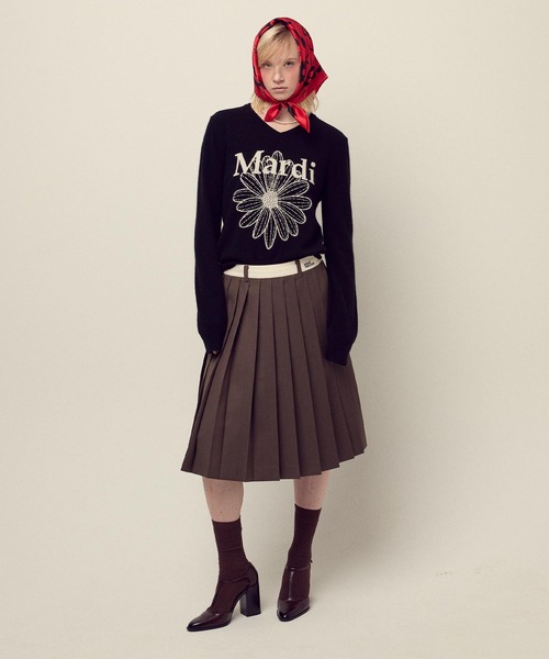 CASHMERE V NECK FLOWERMARDI / カシミヤ Vネック フラワーマルディ