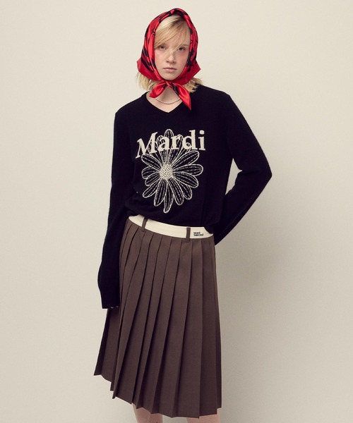 CASHMERE V NECK FLOWERMARDI / カシミヤ Vネック フラワーマルディ