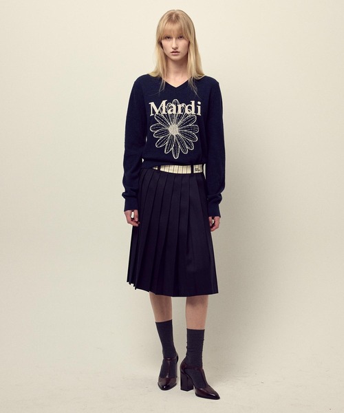 CASHMERE V NECK FLOWERMARDI / カシミヤ Vネック フラワーマルディ