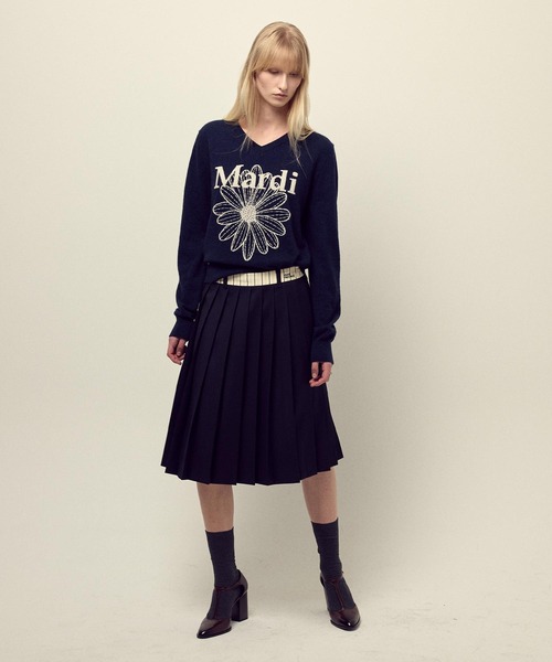 CASHMERE V NECK FLOWERMARDI / カシミヤ Vネック フラワーマルディ
