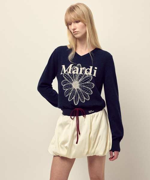 CASHMERE V NECK FLOWERMARDI / カシミヤ Vネック フラワーマルディ