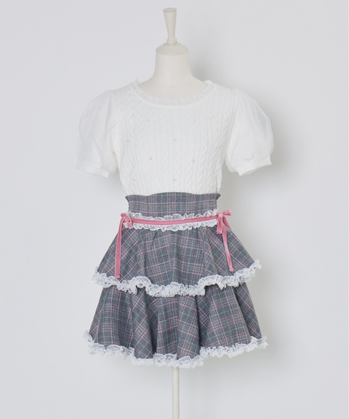 mellfy memory（メルフィーメモリー）の「Pearl cable knit Lace arm warmer ニット（ニット/セーター・レディース・ホワイト/ピンク・FREE）」の17枚目の写真