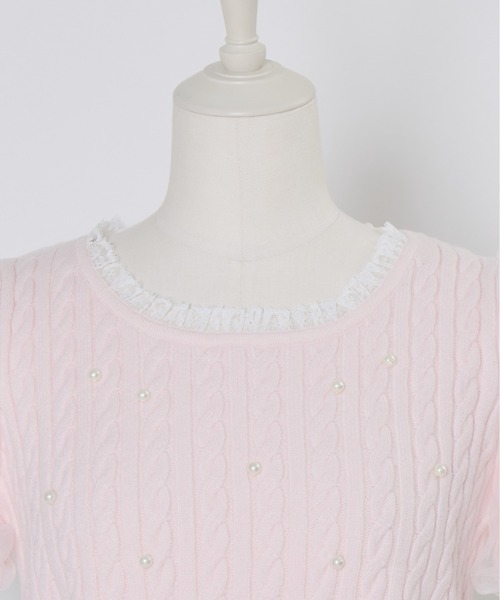 mellfy memory（メルフィーメモリー）の「Pearl cable knit Lace arm warmer ニット（ニット/セーター・レディース・ホワイト/ピンク・FREE）」の11枚目の写真