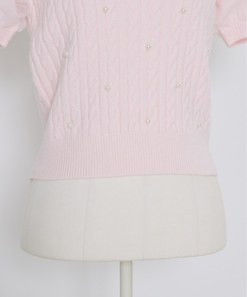 mellfy memory（メルフィーメモリー）の「Pearl cable knit Lace arm warmer ニット（ニット/セーター・レディース・ホワイト/ピンク・FREE）」の13枚目の写真