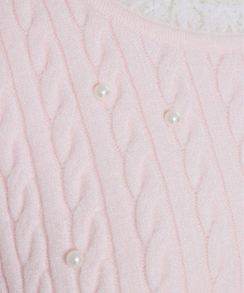 mellfy memory（メルフィーメモリー）の「Pearl cable knit Lace arm warmer ニット（ニット/セーター・レディース・ホワイト/ピンク・FREE）」の15枚目の写真