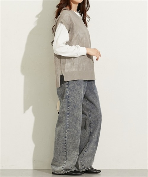 nissen(ニッセン)の「2点セット(ニットベスト+トップス)(Tシャツ/カットソー・レディース・グリーン/ブラック/グレー・M/L/LL)」の13枚目の写真