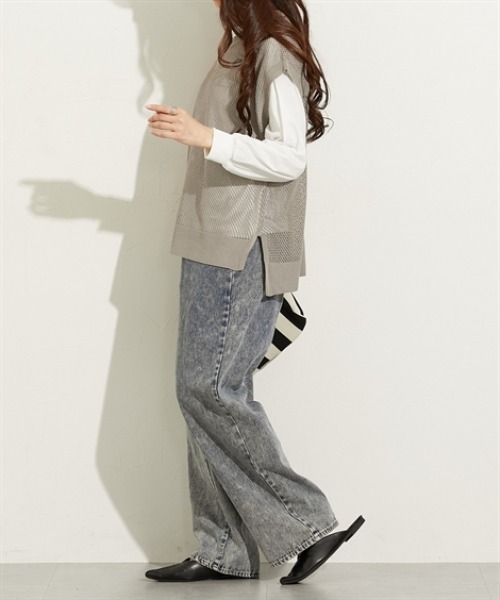 nissen(ニッセン)の「2点セット(ニットベスト+トップス)(Tシャツ/カットソー・レディース・グリーン/ブラック/グレー・M/L/LL)」の14枚目の写真