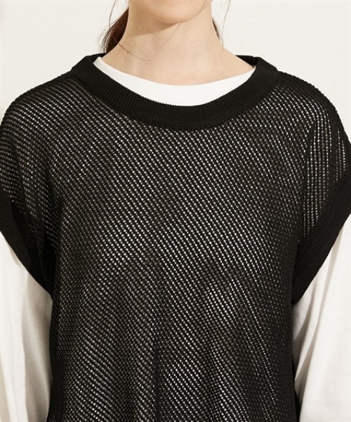 nissen(ニッセン)の「2点セット(ニットベスト+トップス)(Tシャツ/カットソー・レディース・グリーン/ブラック/グレー・M/L/LL)」の15枚目の写真