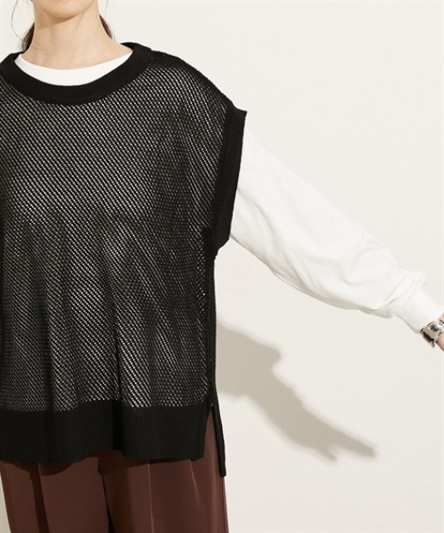 nissen(ニッセン)の「2点セット(ニットベスト+トップス)(Tシャツ/カットソー・レディース・グリーン/ブラック/グレー・M/L/LL)」の16枚目の写真