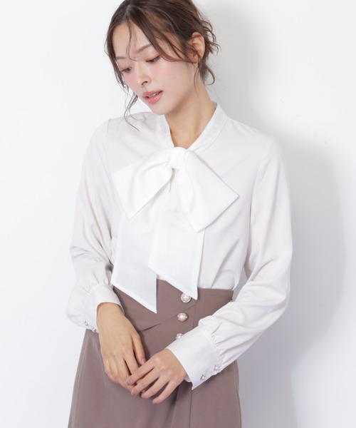 JILL by JILL STUART(ジルバイジルスチュアート)の「◇ ビッグボウタイブラウス(シャツ/ブラウス・レディース・ホワイト/ブラック/ピンク・FREE)」の3枚目の写真