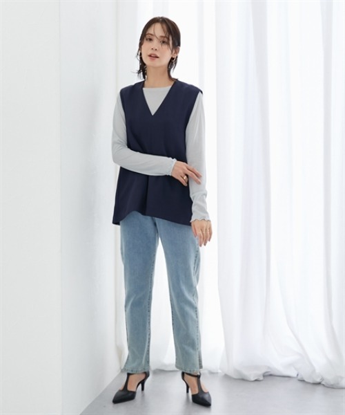 7days Life Styling(セブンデイズライフスタイリング)の「ラメシアーボートネックプルオーバー(Tシャツ/カットソー・レディース・グレー/ブラック・M/L/LL/3L)」の18枚目の写真