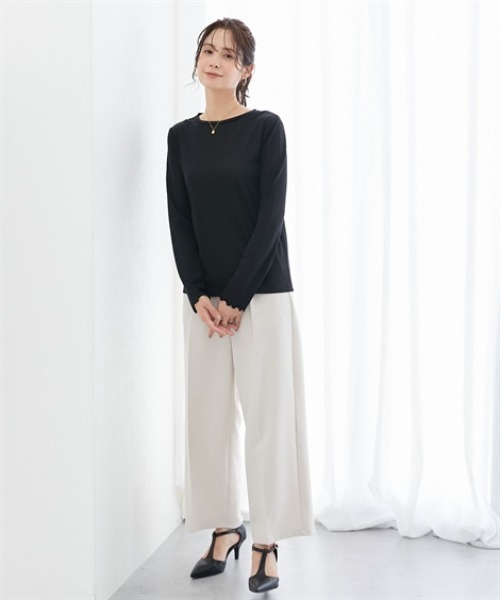 7days Life Styling(セブンデイズライフスタイリング)の「ラメシアーボートネックプルオーバー(Tシャツ/カットソー・レディース・グレー/ブラック・M/L/LL/3L)」の7枚目の写真