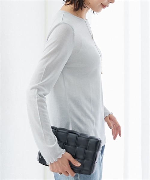 7days Life Styling(セブンデイズライフスタイリング)の「ラメシアーボートネックプルオーバー(Tシャツ/カットソー・レディース・グレー/ブラック・M/L/LL/3L)」の13枚目の写真