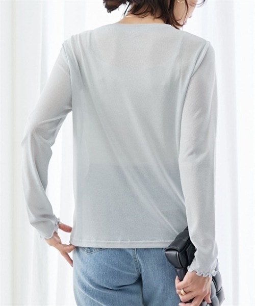 7days Life Styling(セブンデイズライフスタイリング)の「ラメシアーボートネックプルオーバー(Tシャツ/カットソー・レディース・グレー/ブラック・M/L/LL/3L)」の14枚目の写真
