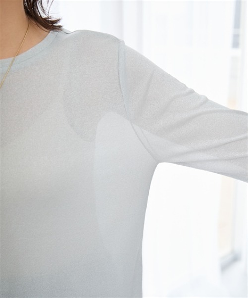 7days Life Styling(セブンデイズライフスタイリング)の「ラメシアーボートネックプルオーバー(Tシャツ/カットソー・レディース・グレー/ブラック・M/L/LL/3L)」の15枚目の写真