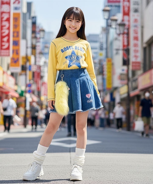 セール】【エンジェルブルー】ナカムラくん柄/デニムプリーツ（デニム