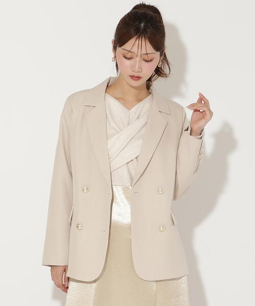 AND COUTURE（アンドクチュール）の「ダブルブレストテーラードジャケット（テーラードジャケット・レディース・ブラック/ベージュ/ブラウン・FREE）」の3枚目の写真