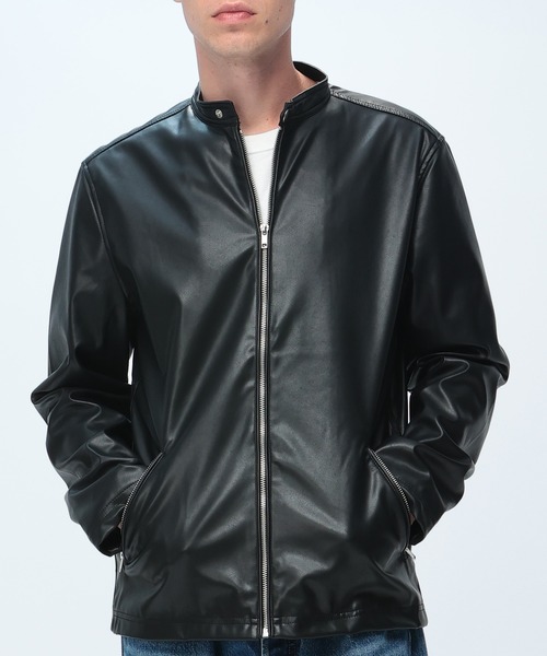 S&SONS(エスアンドサンズ)の「S&SONS (エスアンドサンズ) シングル ライダース ジャケット 合成皮革(ライダースジャケット・メンズ・ブラック・LL/L/M)」の1枚目の写真