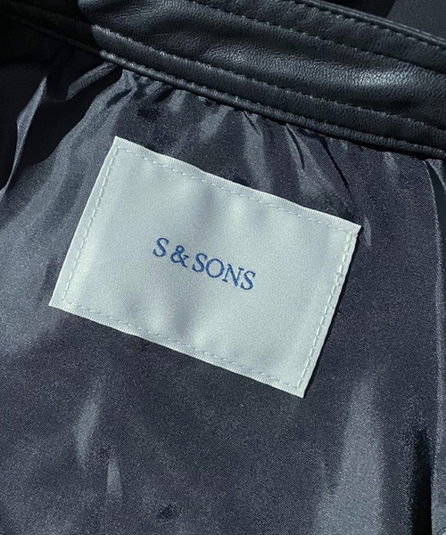 S&SONS(エスアンドサンズ)の「S&SONS (エスアンドサンズ) シングル ライダース ジャケット 合成皮革(ライダースジャケット・メンズ・ブラック・LL/L/M)」の13枚目の写真