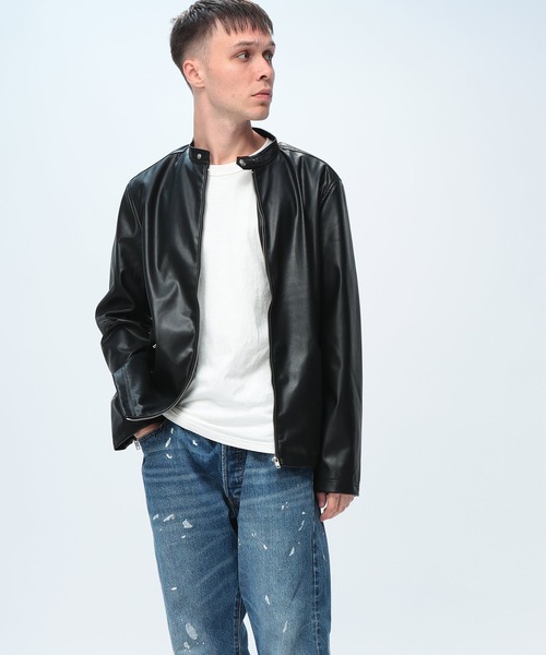S&SONS(エスアンドサンズ)の「S&SONS (エスアンドサンズ) シングル ライダース ジャケット 合成皮革(ライダースジャケット・メンズ・ブラック・LL/L/M)」の3枚目の写真