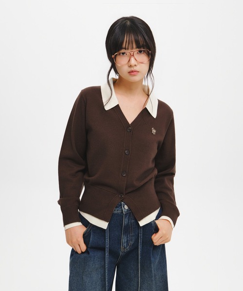 GENERAL IDEA（ジェネラルアイデア）の「【GENERAL IDEA】エッセンシャル シャツカラーレイヤードカーディガン / ESSENTIAL COLLAR LAYERD CARDIGAN（カーディガン/ボレロ・レディース・グレー/ワイン/ブラック/ホワイト/カーキ/グレー系/ダークブラウン・L/M/S/XL）」の5枚目の写真