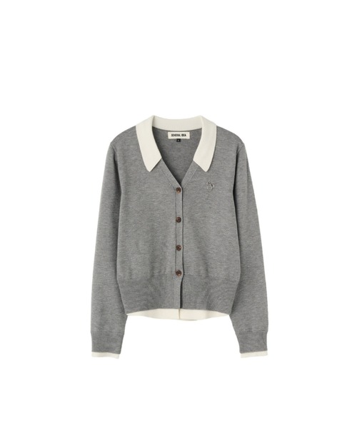 GENERAL IDEA（ジェネラルアイデア）の「essential collar layerd cardigan シャツレイヤード風ニットカーディガン（カーディガン/ボレロ・レディース・グレー/ワイン/ブラック・L/M/S）」の8枚目の写真