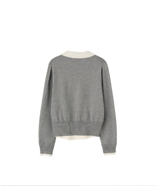 GENERAL IDEA（ジェネラルアイデア）の「essential collar layerd cardigan シャツレイヤード風ニットカーディガン（カーディガン/ボレロ・レディース・グレー/ワイン/ブラック・L/M/S）」の9枚目の写真