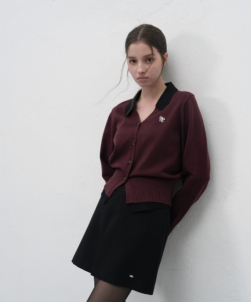 GENERAL IDEA（ジェネラルアイデア）の「essential collar layerd cardigan シャツレイヤード風ニットカーディガン（カーディガン/ボレロ・レディース・グレー/ワイン/ブラック・L/M/S）」の11枚目の写真