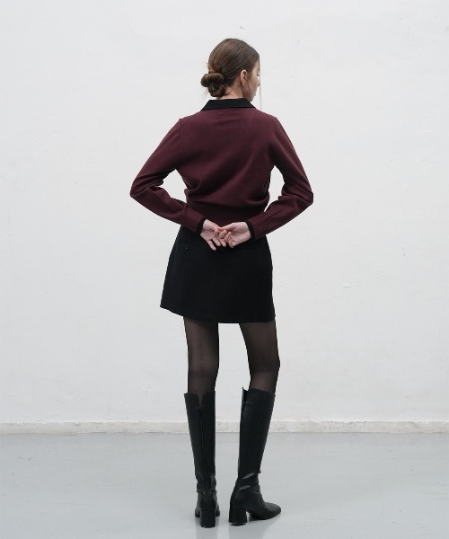 GENERAL IDEA（ジェネラルアイデア）の「essential collar layerd cardigan シャツレイヤード風ニットカーディガン（カーディガン/ボレロ・レディース・グレー/ワイン/ブラック・L/M/S）」の15枚目の写真