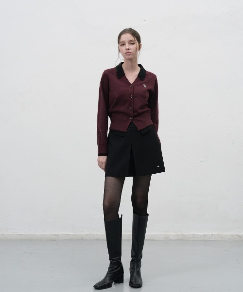 GENERAL IDEA（ジェネラルアイデア）の「essential collar layerd cardigan シャツレイヤード風ニットカーディガン（カーディガン/ボレロ・レディース・グレー/ワイン/ブラック・L/M/S）」の12枚目の写真