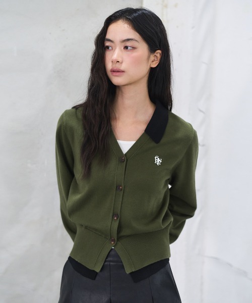 GENERAL IDEA（ジェネラルアイデア）の「essential collar layerd cardigan シャツレイヤード風ニットカーディガン（カーディガン/ボレロ・レディース・グレー/ワイン/ブラック・L/M/S）」の21枚目の写真