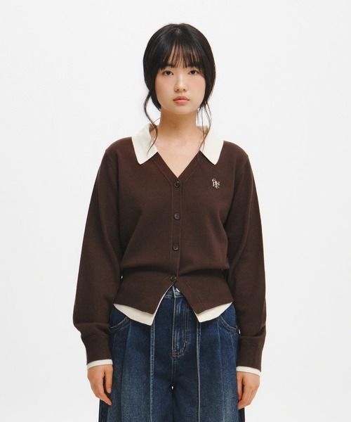 GENERAL IDEA（ジェネラルアイデア）の「【GENERAL IDEA】エッセンシャル シャツカラーレイヤードカーディガン / ESSENTIAL COLLAR LAYERD CARDIGAN（カーディガン/ボレロ・レディース・グレー/ワイン/ブラック/ホワイト/カーキ/グレー系/ダークブラウン・L/M/S/XL）」の20枚目の写真