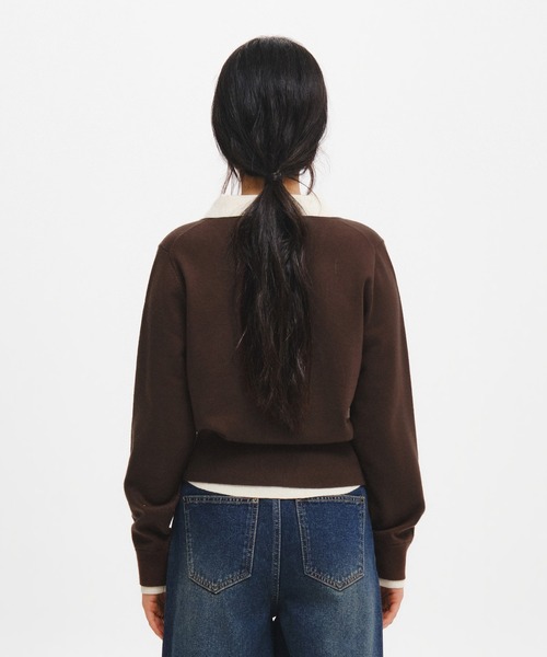 GENERAL IDEA（ジェネラルアイデア）の「【GENERAL IDEA】エッセンシャル シャツカラーレイヤードカーディガン / ESSENTIAL COLLAR LAYERD CARDIGAN（カーディガン/ボレロ・レディース・グレー/ワイン/ブラック/ホワイト/カーキ/グレー系/ダークブラウン・L/M/S/XL）」の21枚目の写真