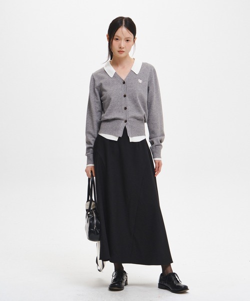 GENERAL IDEA（ジェネラルアイデア）の「【GENERAL IDEA】エッセンシャル シャツカラーレイヤードカーディガン / ESSENTIAL COLLAR LAYERD CARDIGAN（カーディガン/ボレロ・レディース・グレー/ワイン/ブラック/ホワイト/カーキ/グレー系/ダークブラウン・L/M/S/XL）」の16枚目の写真