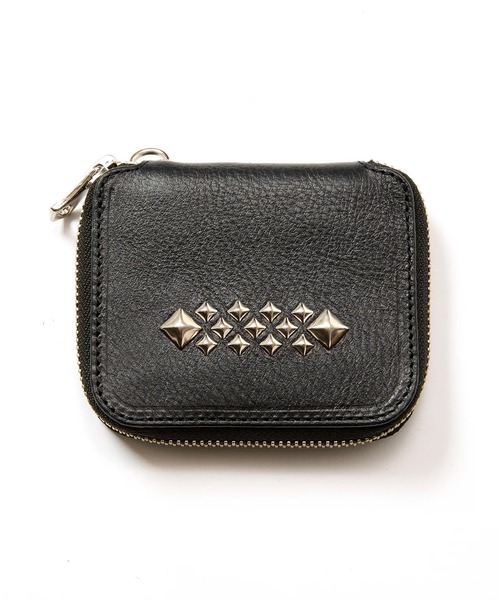 calee キャリー　財布　スタッズ　レザー CALEE/キャリー ひし形スタッズ付き 二つ折りミニ財布（財布）｜CALEE