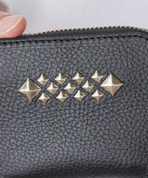 CALEE/キャリー ひし形スタッズ付き 二つ折りミニ財布（財布）｜CALEE