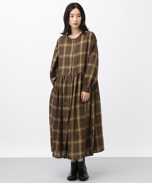 natural by clip》TRWチェック前開きワンピース[プチサイズあり