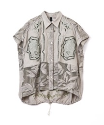 【セットアップ着用可】カットワークエンブロイダリーシャツ