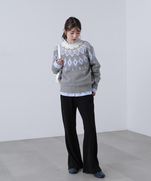 FREE'S MART（フリーズマート）の「◆リブフレアカットパンツ（その他パンツ・レディース・ベージュ/ブラック・SMALL/MEDIUM）」の6枚目の写真